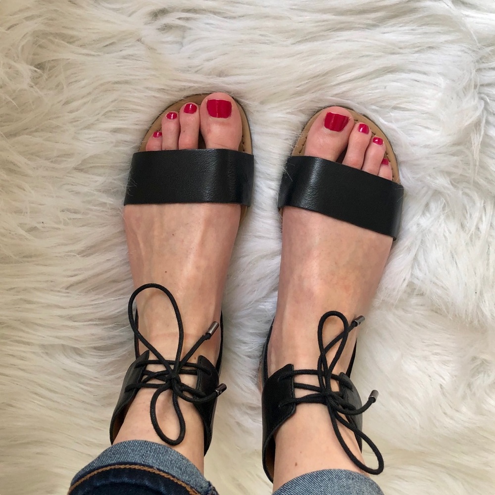 Franco Sarto black strap ankle sandals